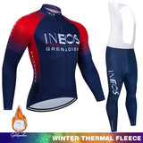 Winter Thermal Fleece Cycling Clothing Mtb Man Laser Cut Ineos Grenadier Sports Men's Suit Jersey Road Bike Uniform 2024 Bib Set