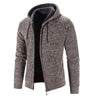 Mens Autumn Winter Warm Thick Fur Lined Hooded Hoodie Slim Fit  Zip Up Coat Jacket Sweatshirt Solid Knitted Men Sweaters