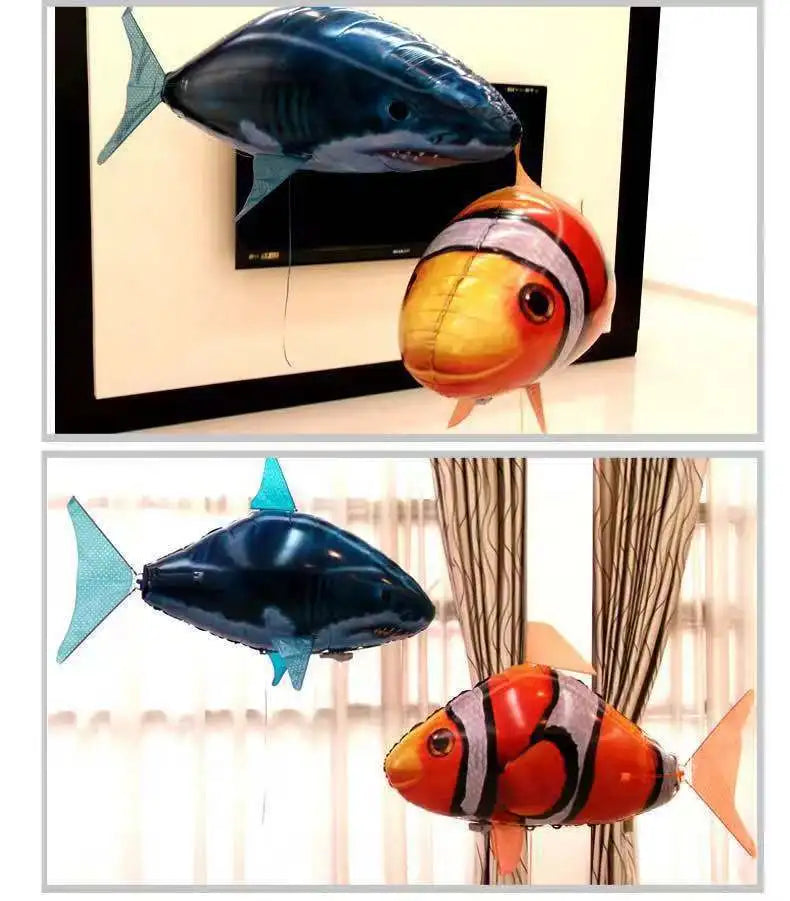 Remote Control Shark Toys Air Swimming RC Animal Infrared Fly Balloons Clown flying shark balloon Christmas Gifts Decoration