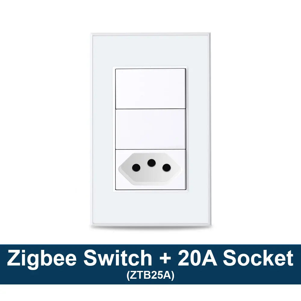 Zemismart Tuya Zigbee Smart Brazil Socket 10A 20A Two Brazil Outlets Alexa Google Home Smart Life App Control