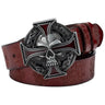 Skull Leather Belt Embossed Pattern Cowskin Fashion Buckle for Men