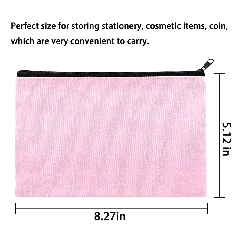 Pink Canvas Pouch Makeup Bag Bulk Cosmetic Bags with Multi-Color Zipper Canvas  Pencil Case Pouch DIY Craft  Makeup Travel Bag