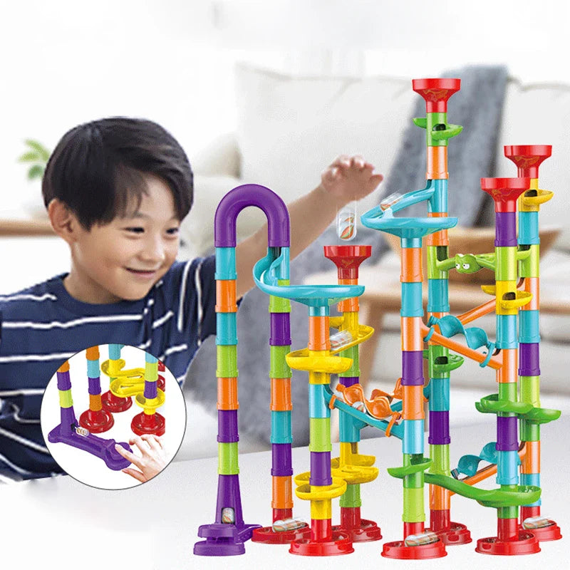 Marble Run Race Track Building Blocks Kids 3D Maze Ball Roll Toy DIY Marble Run Race Coaster SetChristmas Gift