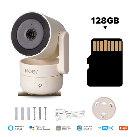 MOESTuya WiFi Smart Home Security Camera, Indoor Pan/Tilt 4MP HD, Night Vision, Motion Sound Detection, Panoramic Patrol Monitor