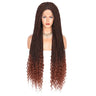 Kalyss 36" Full Double Lace Braided Wigs with Boho Curly Ends Knotless Cornrow Box Braided Wig with Baby Hair