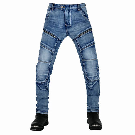 New zipper pants Motorcycle jeans Men's high elastic motorcycle riding rider pants Racing pants with protective gear