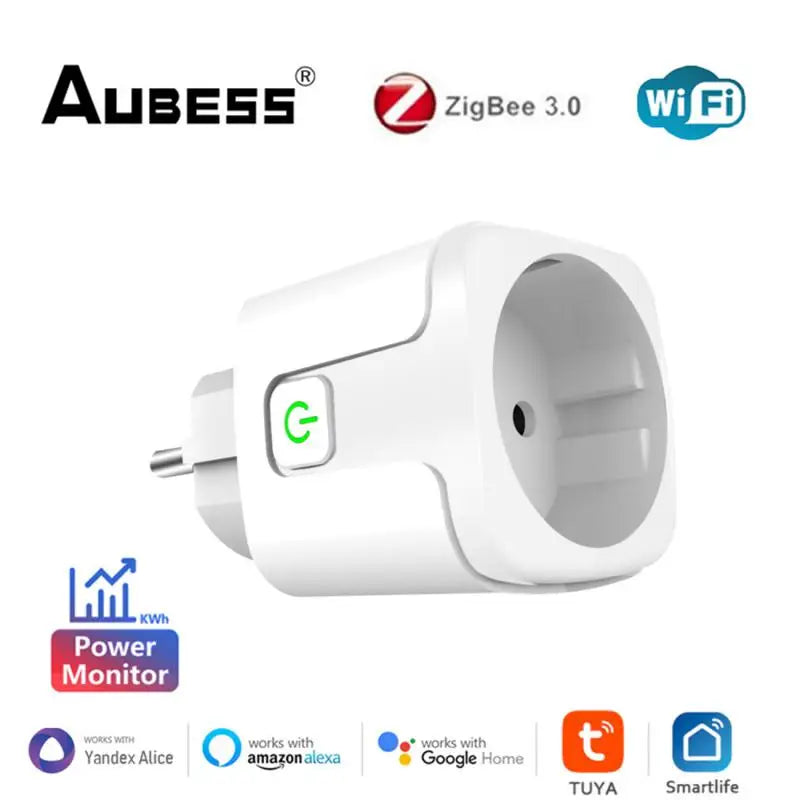 16A/20A Tuya WiFi/Zigbee Smart Plug EU Socket With Power Monitor Smart Life Remote Control Switch For Alexa Google Home Alice