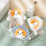 Cute Coral Plush Cat Wipe Towel Microfiber Hand Towels Quick Drying Kitchen Handkerchief Cloths Cartoon Bathroom  Accessories