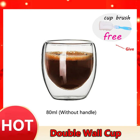 Double Wall Glass Cup Heat Resistant Transparent High Borosilicate Mug Tea Milk Lemon Juice Coffee Cup Gift Creativity Drinkware