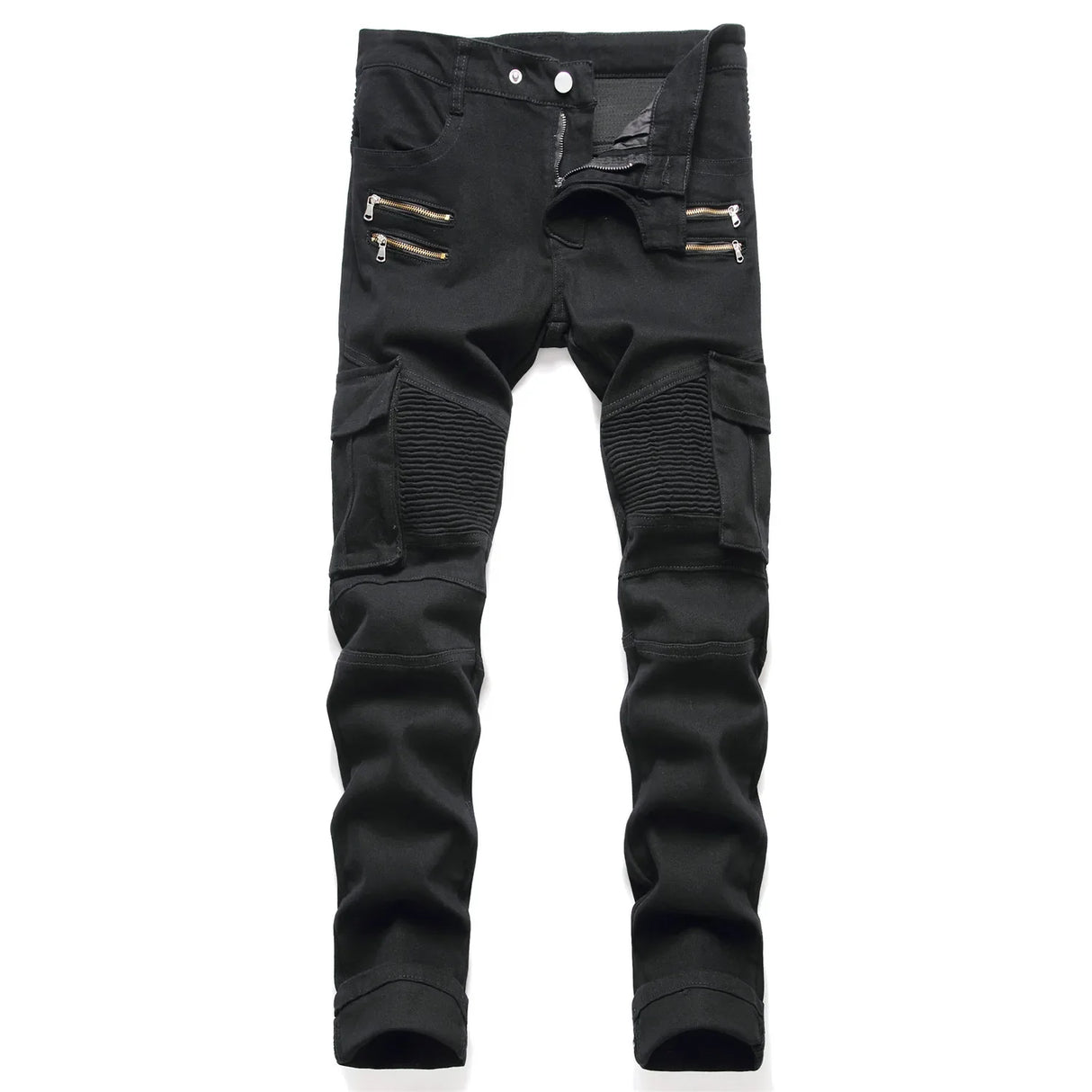 Dropshipping Fashion New Biker Jeans Men's Distressed Stretch Ripped  Hip Hop Slim Fit Holes Punk Denim Cotton Pants