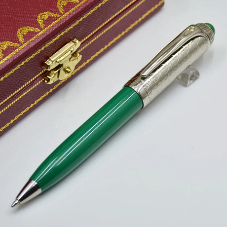 MOM CT R De Series Luxury Ballpoint Pens Green Blue Red Barrel Silver Diagonal Grain Writing Stationery  Office Supplies