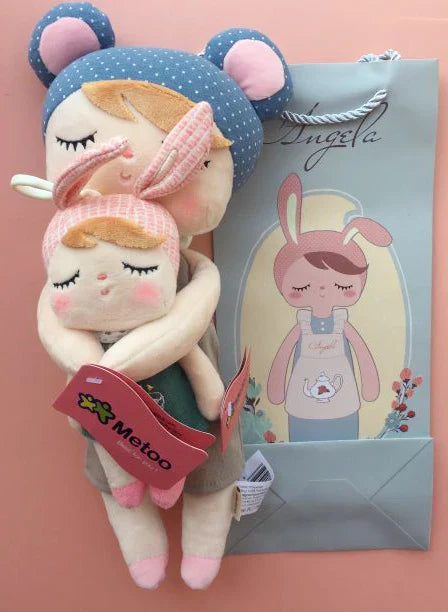 Metoo Doll Stuffed Toys Kawaii Mother and Kid 2 Piece Angela Plush Sleeping Toys For Girls Newborn Baby Christmas Birthday Gift