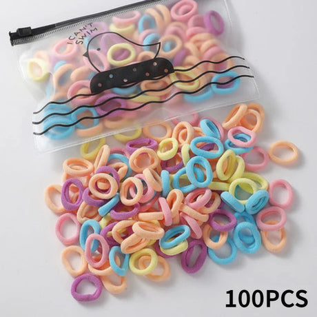 100Pcs/Lot Sweet Hair Band Girls Hair Ties Bows Elastic Rubber Band Flower Small Ball Scrunchies Baby Kids Hair Accessories Gift