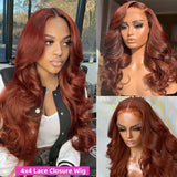 Reddish Brown 13x6 Hd Lace Frontal Wig Preplucked 13x4 Body Wave Lace Front Wig Brazilian Dark Red Brown 4x4 Closure Human Hair