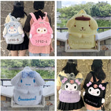 New Sanrio Cute Cartoon Plush Backpack Kuromi Large Capacity Melody Backpack School Girls Korean Backpack Gift For Girls