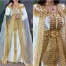 Yellow Eid Moroccan Kaftan Farasha Georgette Jilbab Dress European and American fashion trends