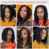 Kalyss- 14" Short Knotless Box Braided Wigs for Women Butterfly Bob  Full Double Lace Braid Wigs with Baby Hair  Front Cornrow