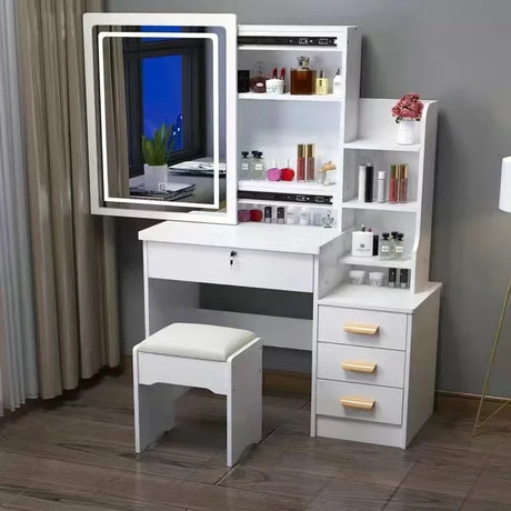 Dressing Table Length Drawers Amp Stool  Bedroom Small Apartment Simple Modern Sliding Mirror Simple Storage Cabinet Furniture