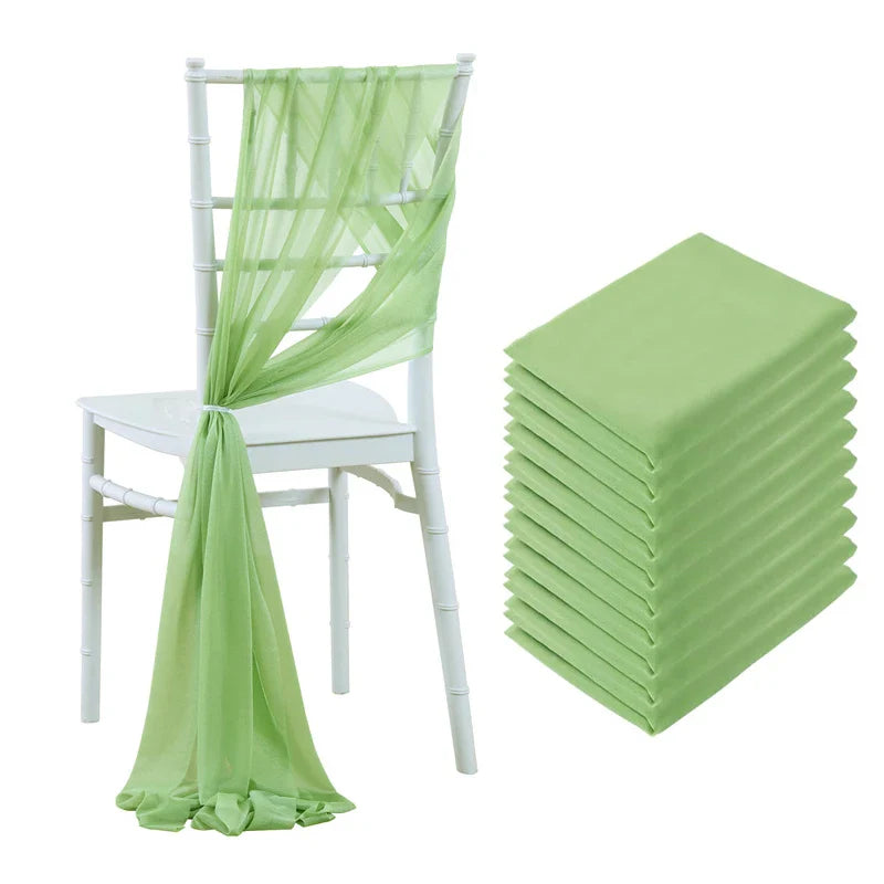 10/50PCS Chiffon Chair Sashes Wedding Chair Decoration 17x250cm For Wedding Aisle Decorations Party Banquet Event Baby Shower