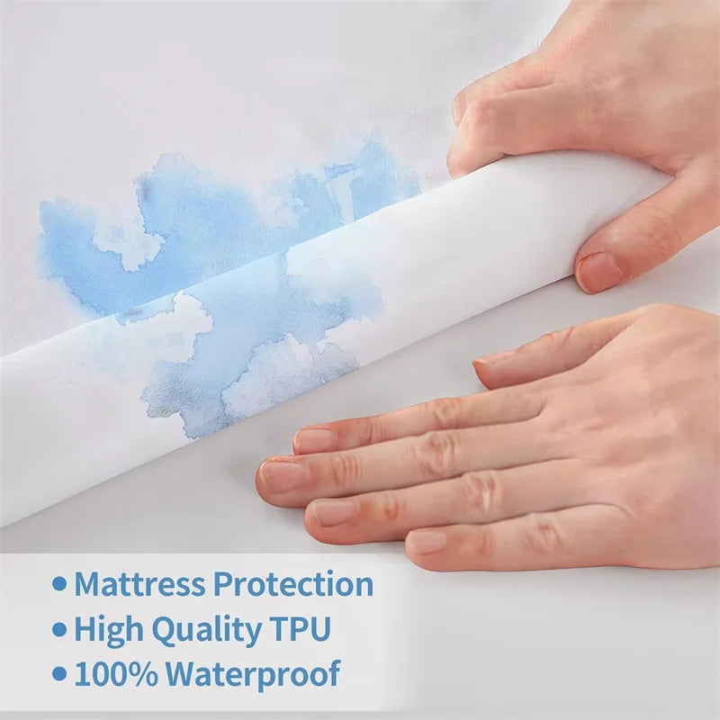 6-Sides Fully Enclosed Waterproof Mattress Cover with Zipper Custom Size Fitted Sheet Dust-proof Anti-mite Mattress Protector