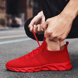 Fashion Couple Casual Sports Shoes Men Women Mesh Breathable Comfortable Jogging Trainer Shoes Outdoor Walking Black Sneakers