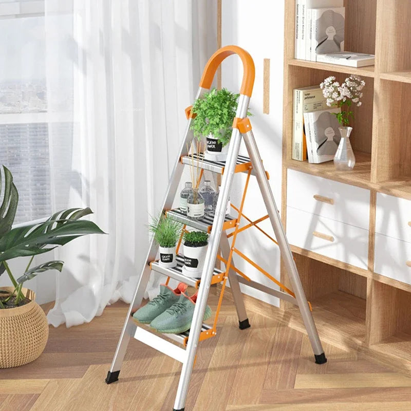 Home Indoor Portable Stairs Modern Telescopic Step Stools Folding Aluminum Ladder Kitchen Multi-function Herringbone Step Ladder