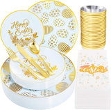 175pcs Plastic Plates- Disposable Plates include Dinner Plates,Dessert Plates, Forks,  Spoons,Knives,  Cups,Napkins