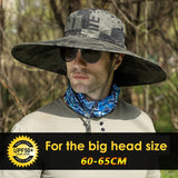 Big Head Size Fishing Hat for Men's Summer Outdoor Shading Hiking Panama Hat Sunscreen Fisherman's Hat Bucket Hat Male 60-64CM