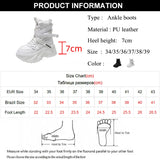 Fashion Thick Sole Motorcycle Boots Women Autumn Winter Chunky Platform Ankle Boots Woman Breathable Lace-Up Combat Botas Mujer