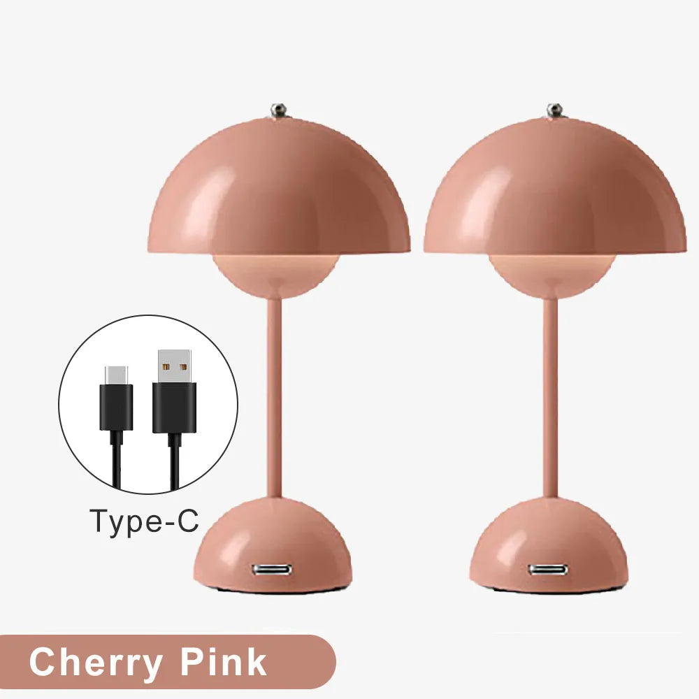 Mushroom Flower Bud Rechargeable LED Table Lamps Desk Night For Bedroom Dining Touch Night Light Simple Modern Decoration