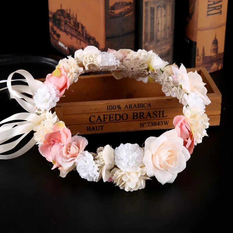 Boho Style Flower Headbands for Women Girls Floral Garland Wreath Tiaras Wedding Crown Hair Accessories Headpieces Jewelry Gifts