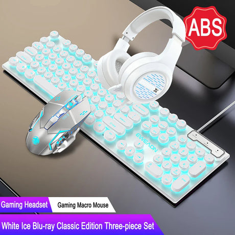 Three-piece Set Punk Gaming Keyboard and Mouse Earphone Set Luminous Keyboards 1600 DPI Mice Headset Combos Computer Accessories