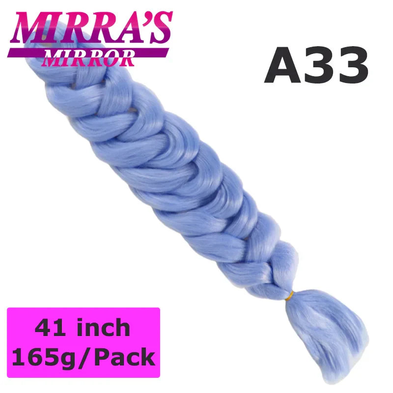 Mirra's Mirror 5 Packs Long Braiding Hair 82 Inch Jumbo Braid Hair Extensions Pure White Yellow Red Blue Synthetic Hair For Bulk