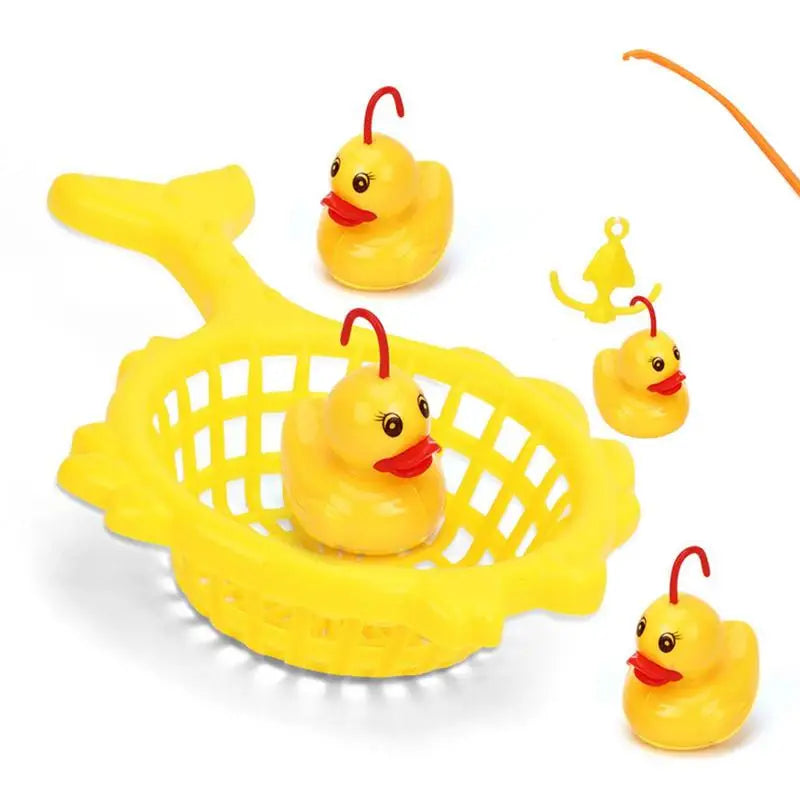 9Pcs/Set Mini Floating Duck Fishing Bath Toy Set Of 1 Fishing Pole And 7 Rubber Ducks for Children Outdoor Pool Shower Toy Gift