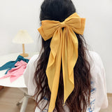 Fashion Two-layers Bowknot Streamer Hairpin Woman Girl Satin Ribbon Barrette Bow Back Head Spring Clip Headwear Hair Accessories