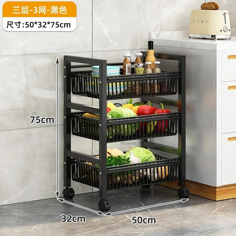 Home Kitchen Trolley Multifunction Oven Microwave Cart Moving Floor Fruit Vegetable Storage Cart Kitchen Island Trolley Cart Z