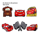 6 Pack Original Animation Movie Cars PVC Shoe Charms Accessories Lightning McQueen Jeans Clog Pins Kids Women Shoe Decorations