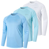 3 Pack Men's Long Sleeve UPF 50+ Rash Guards Diving UV Protection Lightweight T-Shirt Loose Fit Swimming Quick Drying Surfing