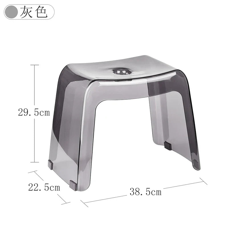 Bathroom Stool Home Furniture Transparent PCTG Plastic Shoe Stool Designer Antiskid Elderly Shower Bath Chair Seat For Adults