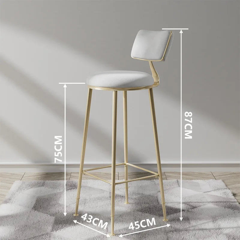 Nordic Bar Chair Light Luxury Home Golden Bar Stool Modern Simple High Chair Chair Back Bar Stool Balcony Restaurant Furniture