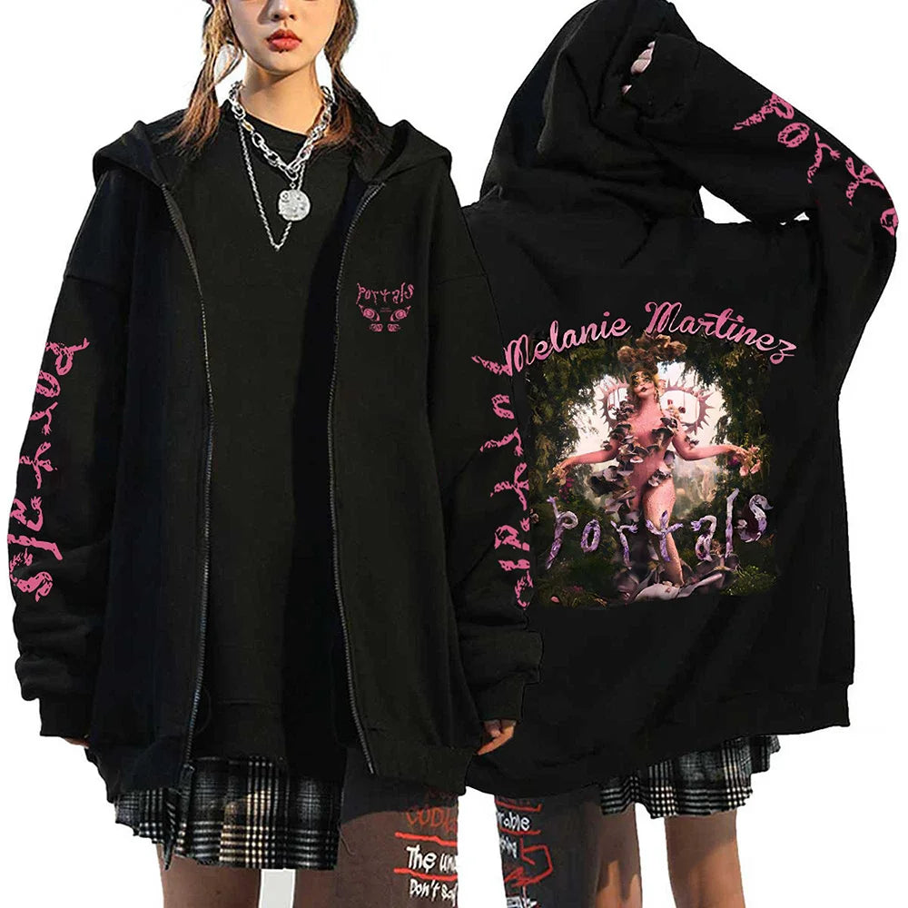 Melanie Martinez Portals Tour Zipper Hoodies Harajuku Casual Hooded Sweatshirts Hip Hop Streetwear Men's Zip Up Jacket Y2K Coats