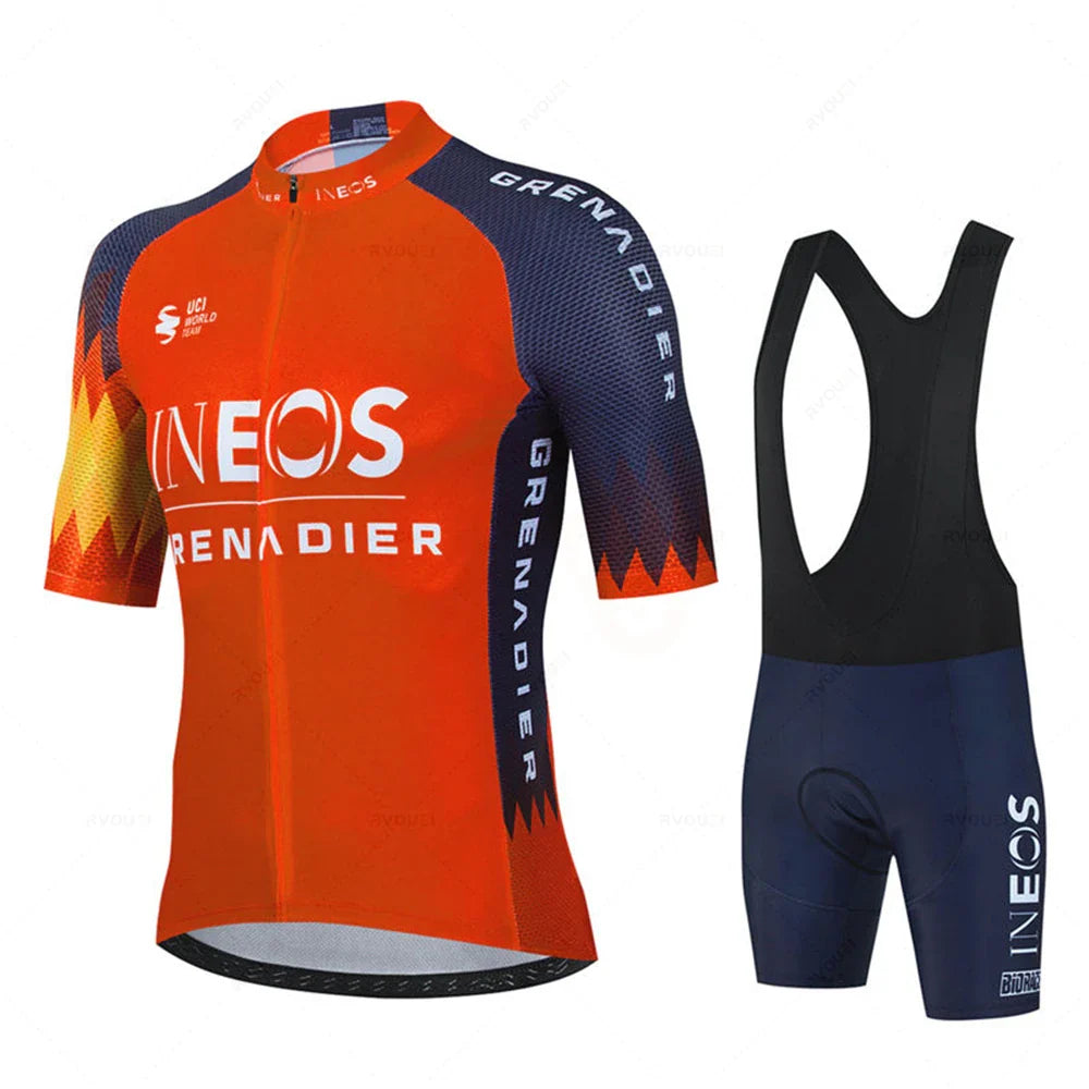 Ineos 2023 Men Short Sleeve Cycling Jersey Set Summer Bicicleta Clothing MTB Maillot Ropa Ciclismo Sportswear Blue Bicycle Suit