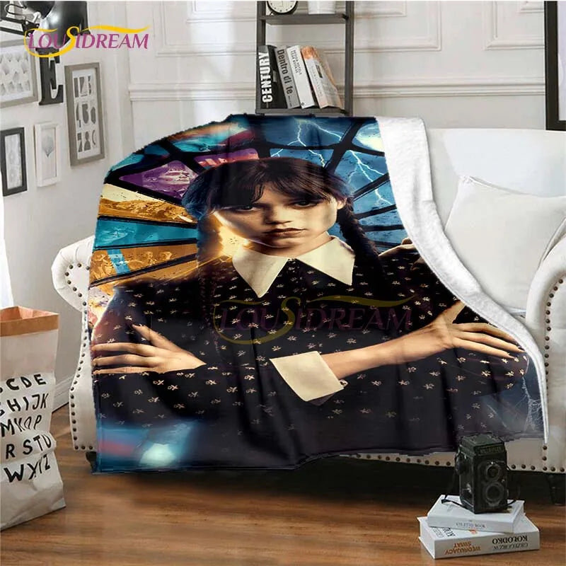 Wednesday Addams Series Throw Blanket Horror Soft Blankets for Beds Home Decor Bedding Cover picnic blanket