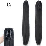 Synthetic Claw Clip On Ponytail Hair Extensions Long Straight 24" Heat Resistant Pony Tail HairPiece BlackBrown Blonde Hairstyle