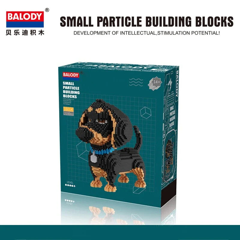 Balody Cartoon Teddy Corgi Collie Pet Dog Dachshund Cartoon Cat Model Mini Building Blocks Toys for Children Gifts Dog Pets