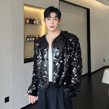 IEFB Sexy Man Jackets Fashion Korean Style Sequin Short Coat Trend Niche Design Men's Personality Clothing Autumn New Top 9C2073