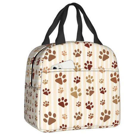 Cute Animal Pet Dog Paw Pattern Lunch Bag Thermal Cooler Insulated Lunch Box for Student School Work Picnic Food Tote Bags