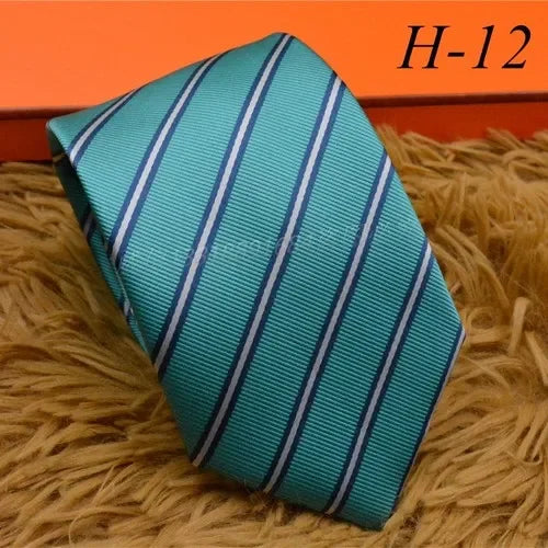 2024 new H Family 100% Silk Tie Creative Stripe Gift for Work Wedding 8cm Suit Accessories necktie  bowties  collared shirt