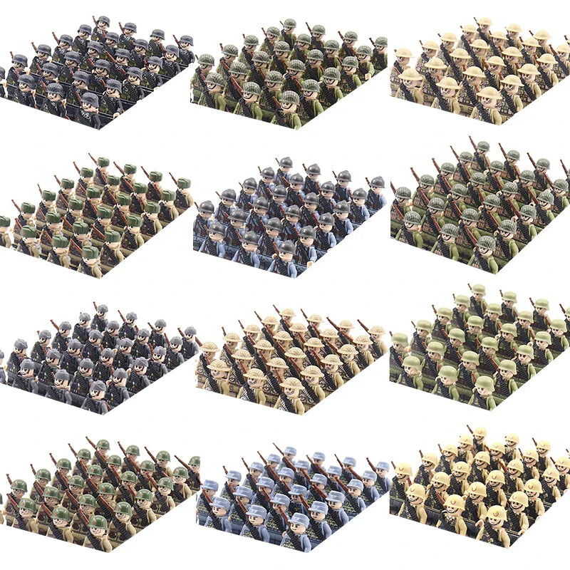 New WW2 Military Building Block Germany US British French Soviet Italian Action Figure Soldier Army Weapon Bricks Kids War Toys