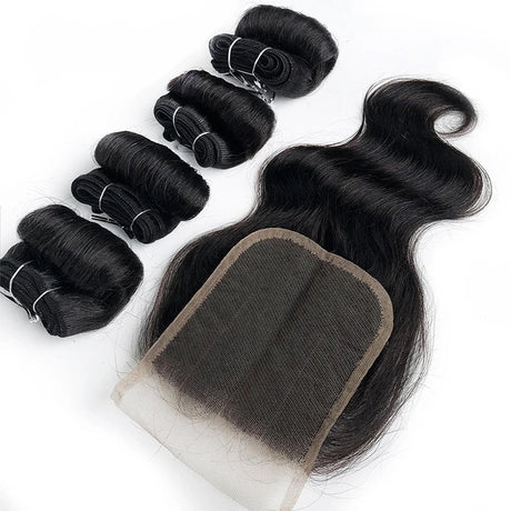 Blonde Bundles With Closure Short Human Hair Braizlian Curly Bundles With 4x4 Lace Closure Ombre 4+1 Bundles T1B 30 27 Bug